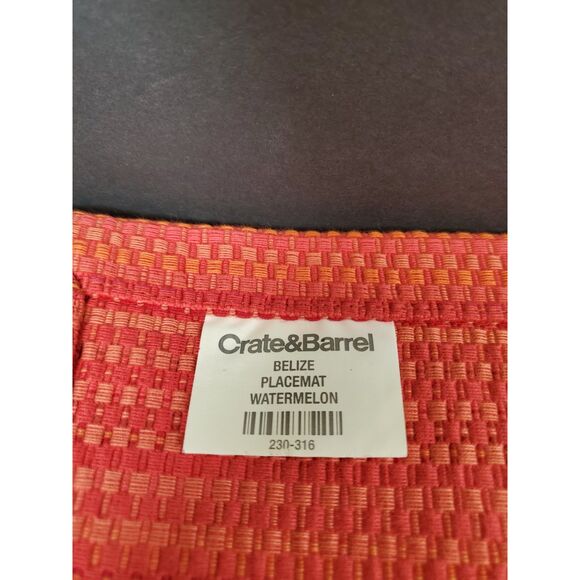 Crate & Barrel “Belize – Watermelon” Woven Placemat Set 2 Plus a Center Mat - Picture 1 of 2